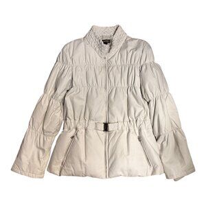 Danier White Leather Women's Jacket with Goose Down Filling – Size 2X